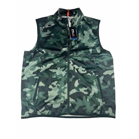 Ralph Lauren RLX Water Repellent Green Camo Packable Vest Men’s Large Full Zip - Picture 1 of 10